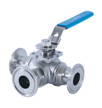 Three-way ferrule ball valve