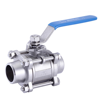 Three-piece welded ball valve