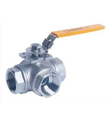 Three-way female thread ball valve