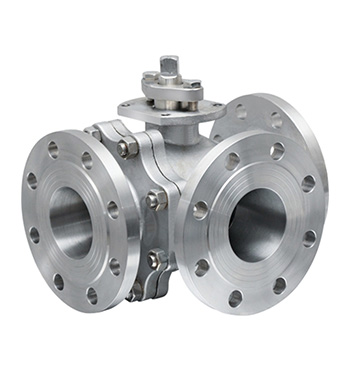 Three-way flanged ball valve